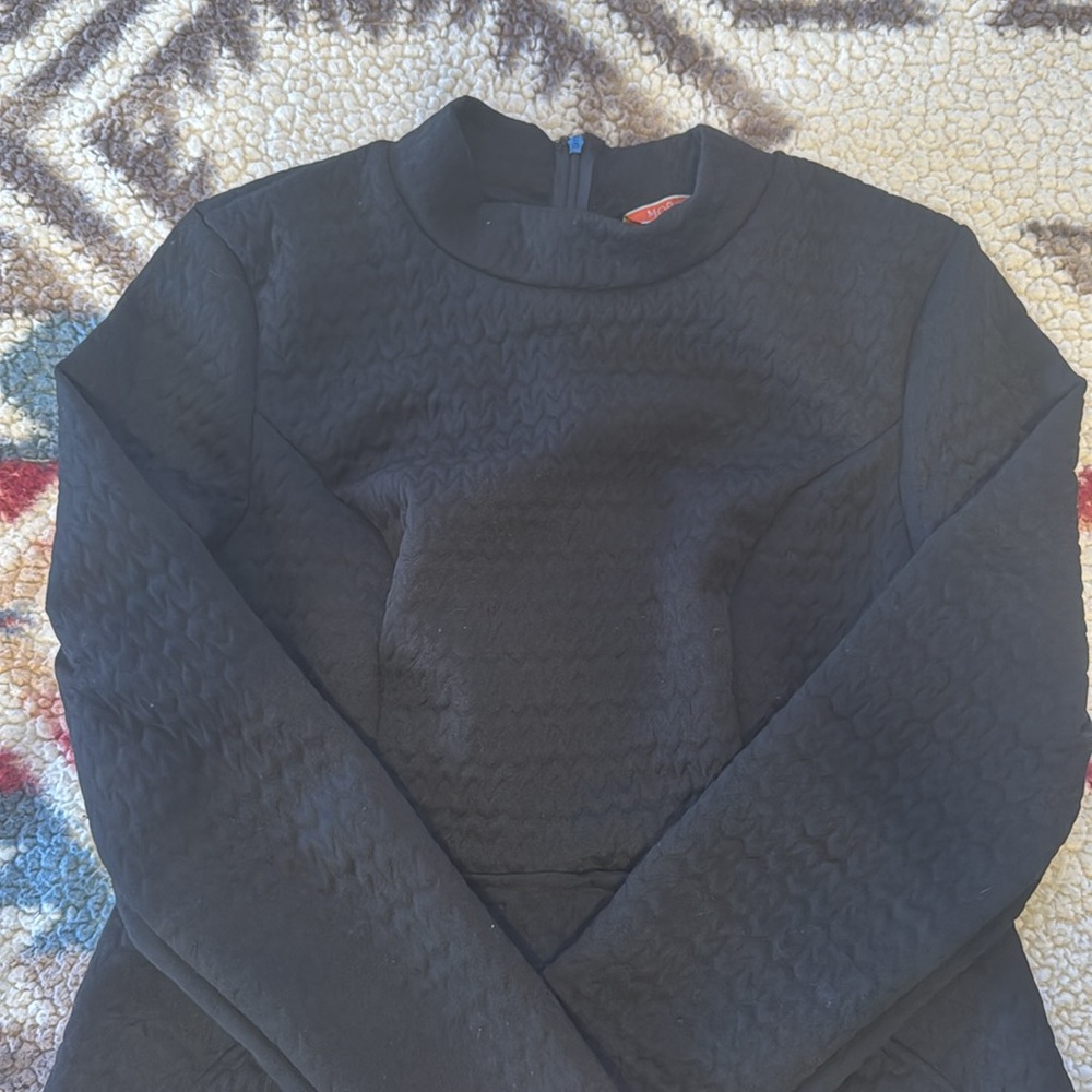 ModCloth Textured Black Long Sleeve Dress